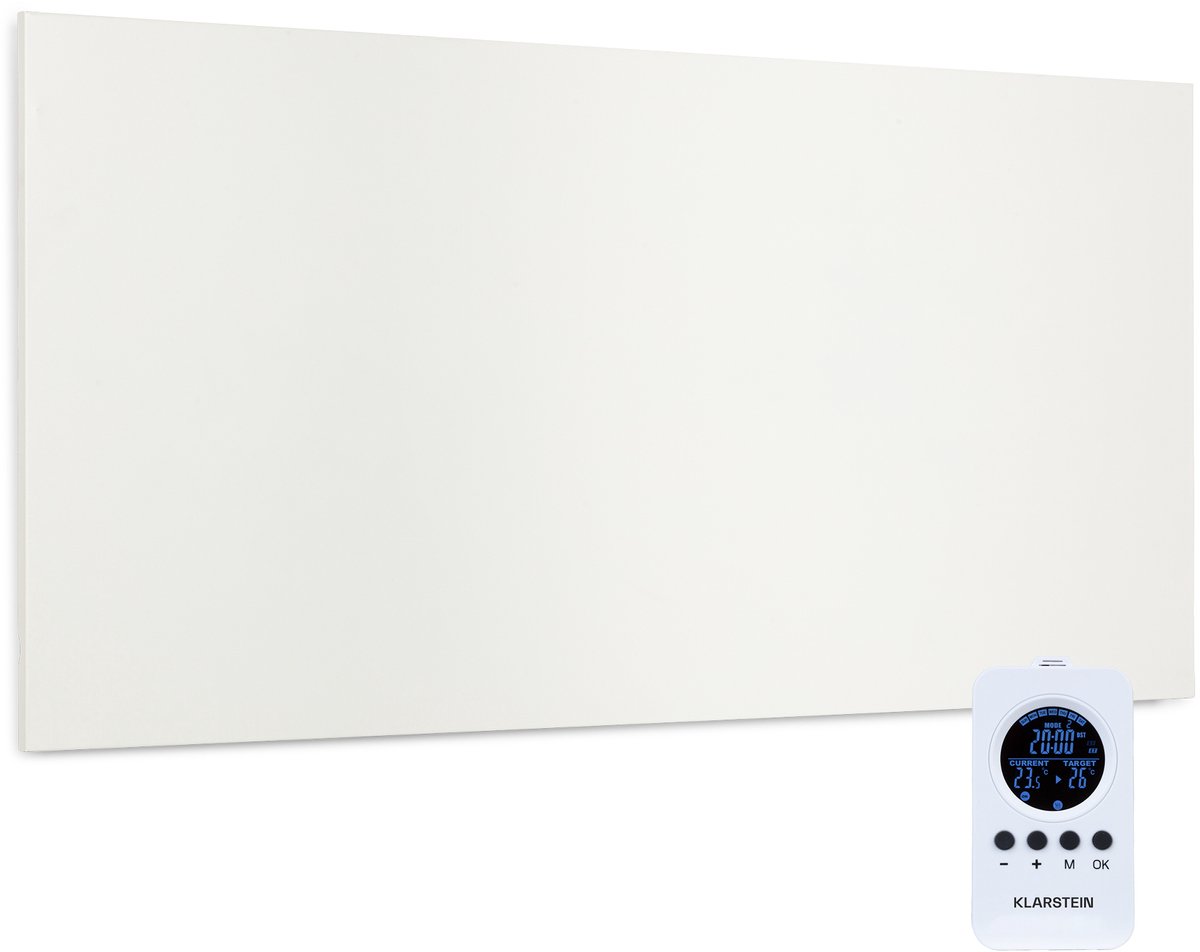 Klarstein infrarood verwarming met thermostaat, 720W elektrische verwarming, infrarood verwarming voor wandmontage, IR-paneel met afstandsbediening & timer, platte badkamerradiator, CO₂-vrije wandverwarming – foto 3