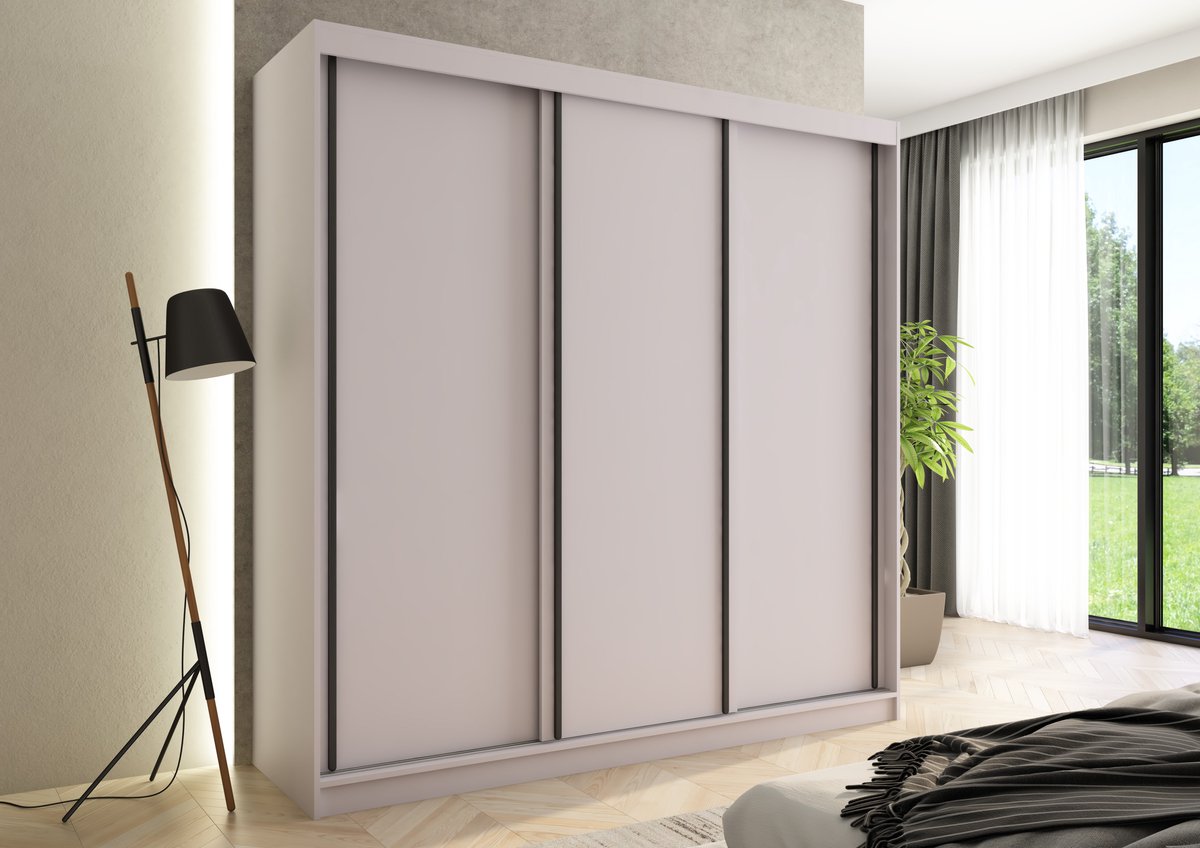 Pro-meubels - Kledingkast Montreal - 205cm - Beige - Garderobekast - Slaapkamer - Schuifdeur