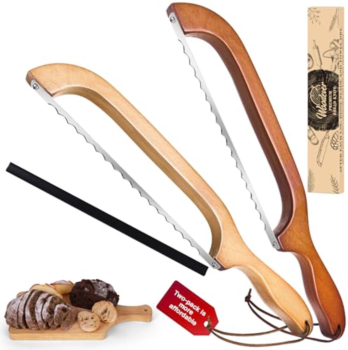 Houten Broodmes met Geserrateerd Zaagblad voor Zelfgemaakt Brood - 40,6 cm
