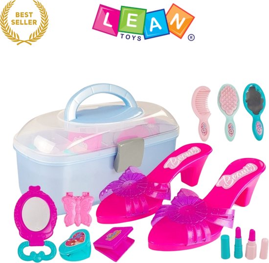 Sweet Glamour Beauty Set voor Meisjes – Luxe Make-upkoffer met Hoge Hakken, Ketting & Accessoires – Kinderspeelgoed Schoonheidsset met Spiegeltje, Borstel, Lipgloss & Parfum – Educatief Rollenspel Beauty Salon – Cadeau voor Meisjes – Met Ebook
