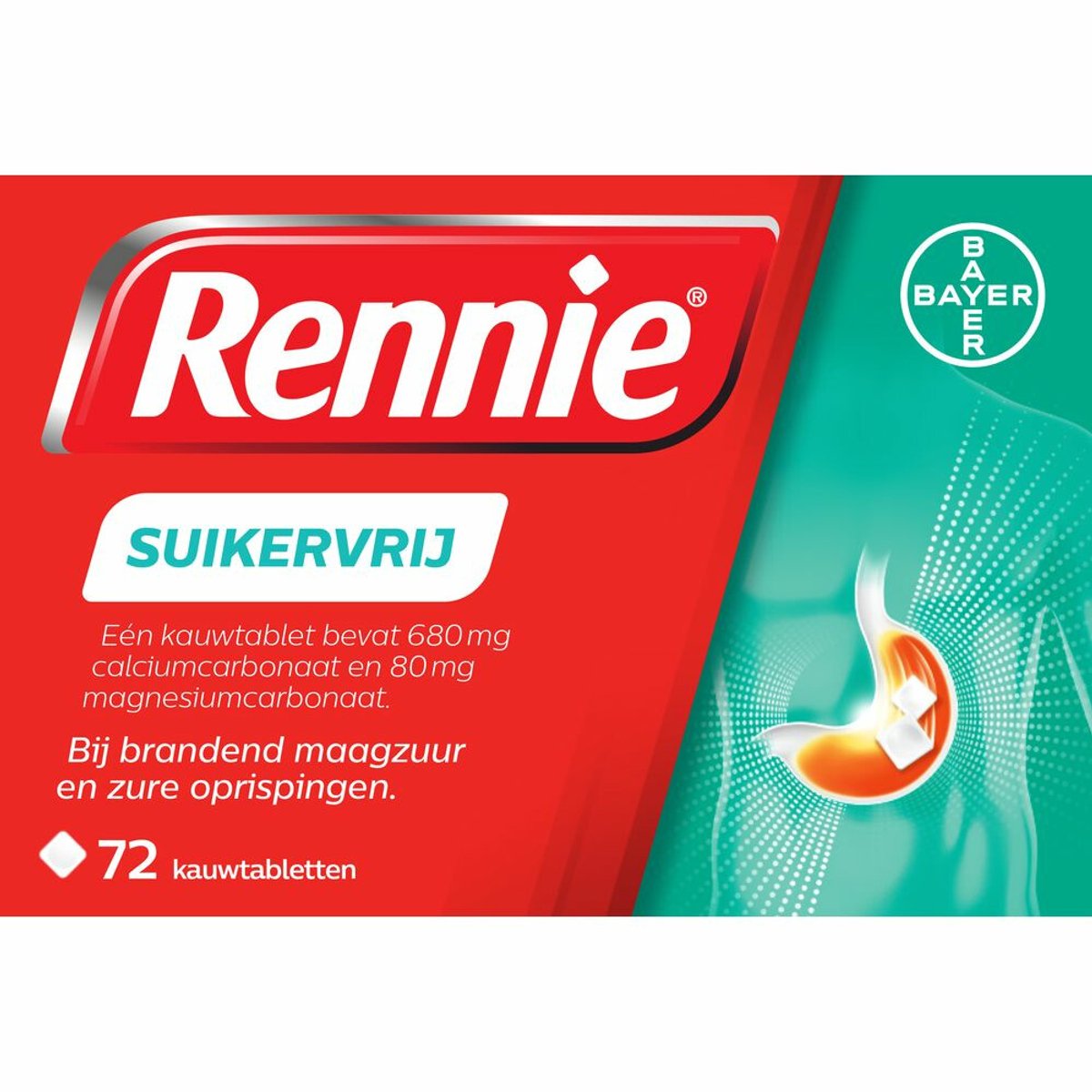 Rennie Suikervrij Kauwtabletten - 3 x 72 tabletten