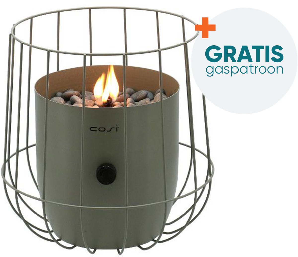 Cosi Fires – Cosiscoop Basket Gaslantaarn olijfgroen - Kerstpakketten nodig? - Staal - Groen