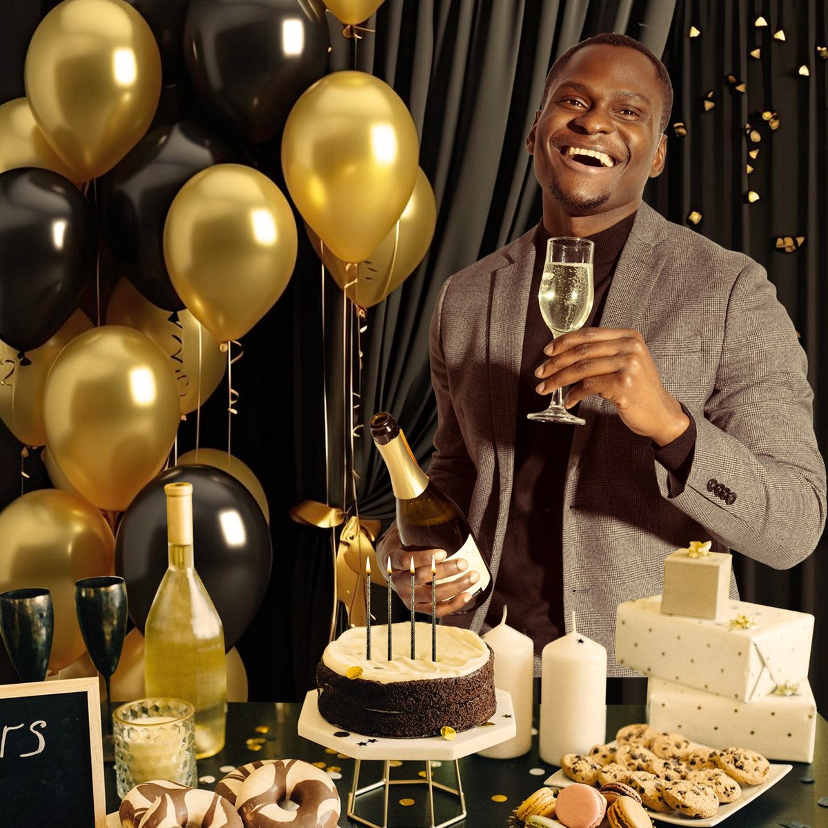 Zwart en Goud 30e Verjaardag Versiering - Feestversiering - Happy Birthday - Feestpakket - Ballonnen - Slinger - Dirty 30 - Sjerp - Verjaardagsfeest - Feestartikelen - Feestdecoratie Black & Gold — afbeelding 3