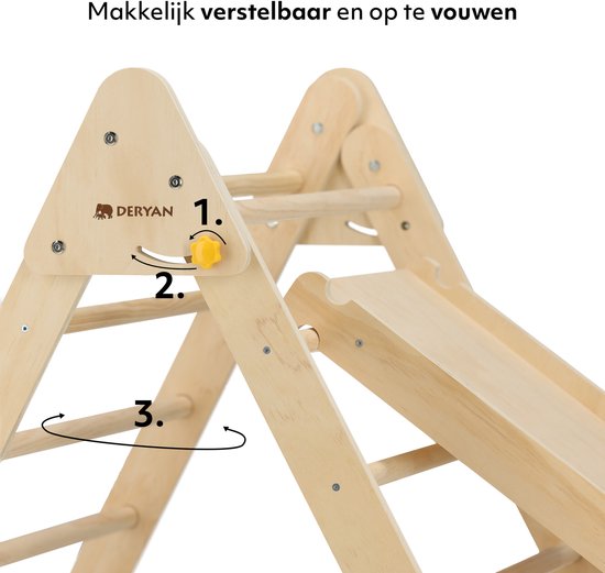 Deryan Luxe Mini Klimrek Set - Met Glijbaan - Opvouwbaar - Hout van Merkloos — afbeelding 2
