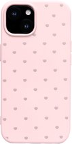 Hoesje Geschikt voor iPhone 13 Mini - Roze - Casemania Stevige Siliconen Back Cover met Hartjes Print