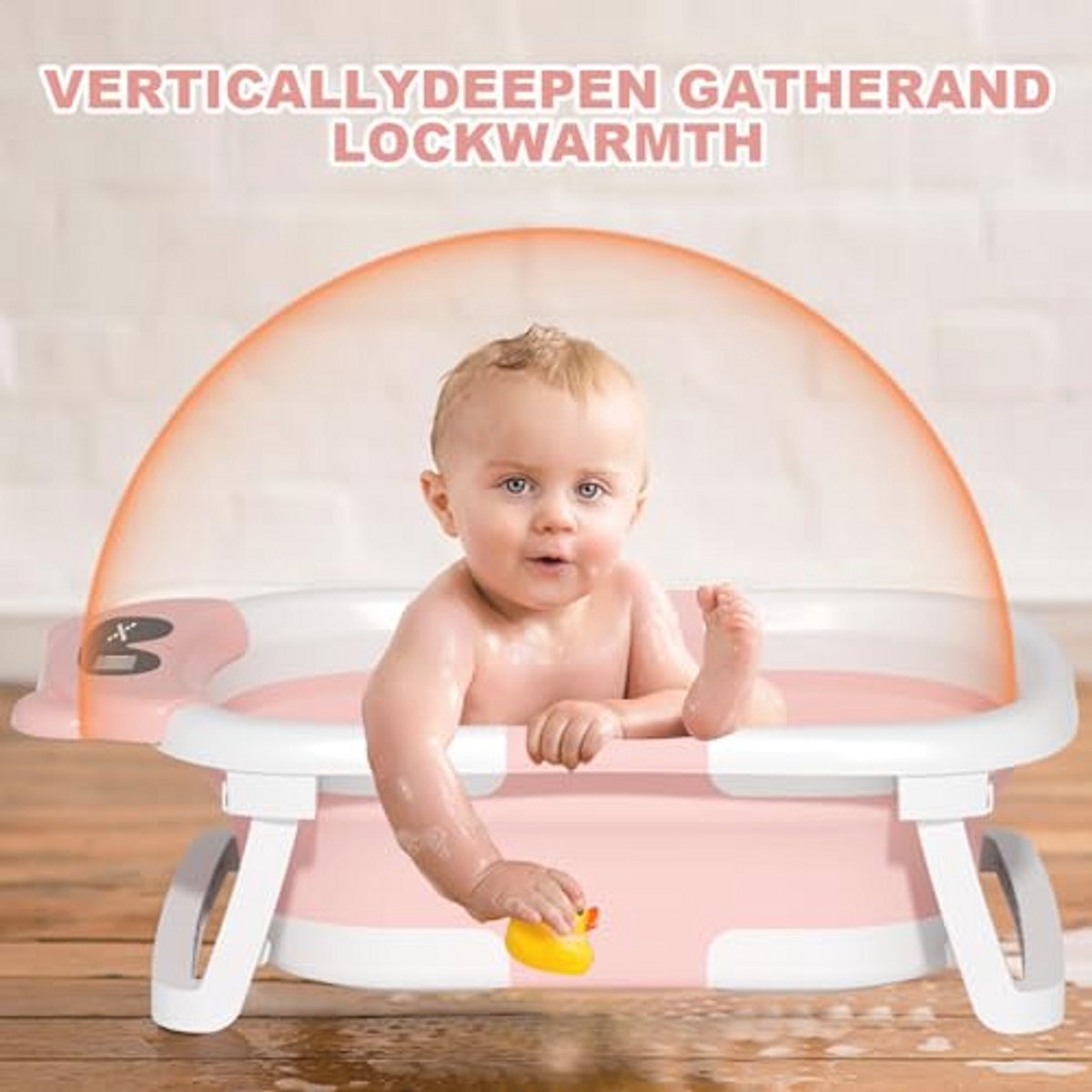 Opvouwbare babybadkuip met temperatuurmonitor en antislipvoeten voor newborns en peuters thumbnail 6