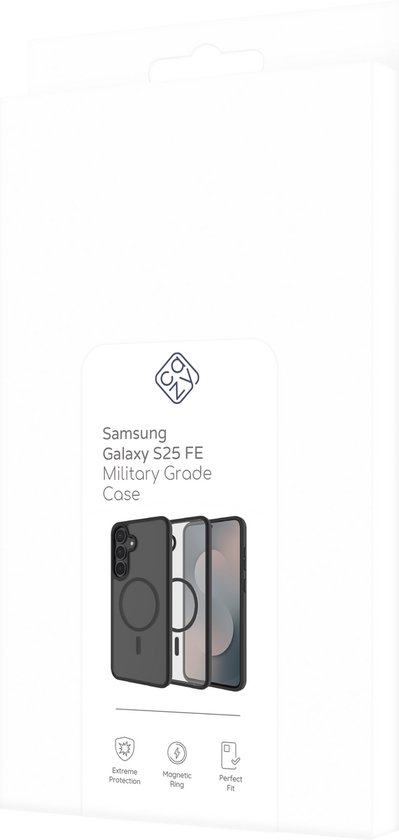 Étui Cazy compatible avec Samsung Galaxy S25 FE et MagSafe - Coque arrière de qualité militaire - Zwart