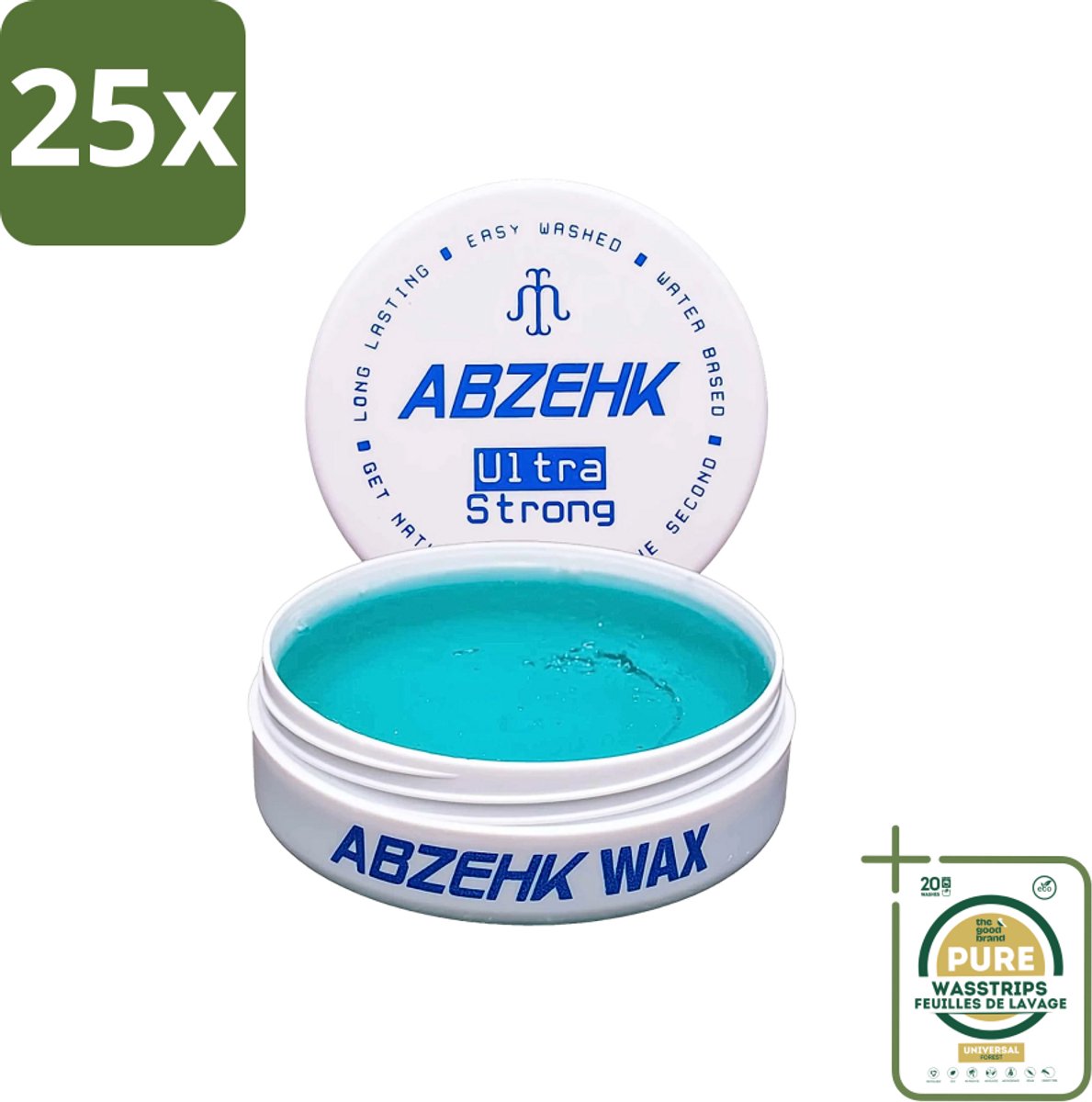 25 x Abzehk - Hair Wax - Blue Ultra Strong - Flexibele Hold & Fris Geparfumeerd - 150ml - Grootverpakking - Haartype - Haartype - Haartype
