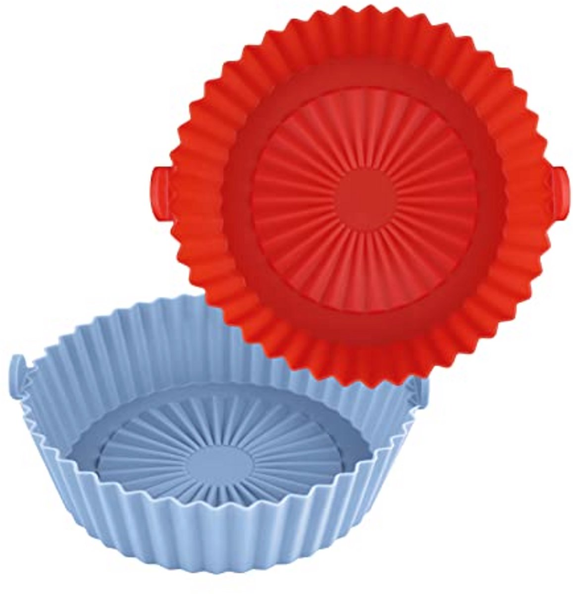 Airfryer Silicone Basket Liners 2 Stuks - 14,5cm Diameter - Rond Accessoires in Rood en Blauw