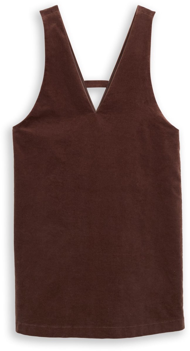 Tom Tailor Denim - Mini-jurk van fluweel - Maat XS - soft chocolate brown