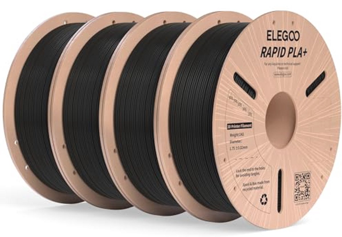 3D Printer Filament 1.75mm PLA Plus - Zwart 4kg, Hoge Snelheid en Precisie