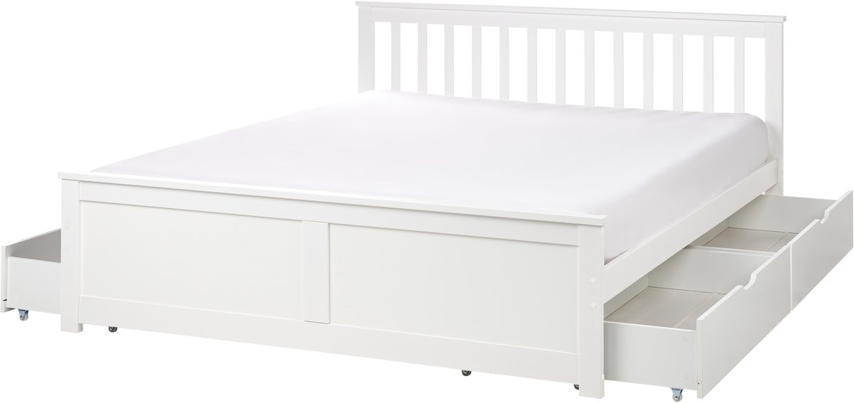 BELIANI OLENDON - Bed met 4 lades - Wit - 160 x 200 cm - Dennenhout
