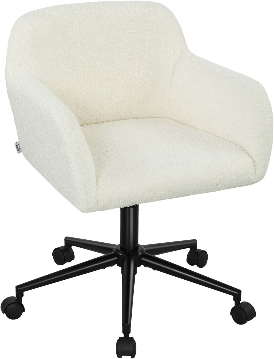 HOMCOM Bureaustoel Polyester 63,3L x 60,7B x 74-84H cm Roomwit - HOMCOM - €79,90