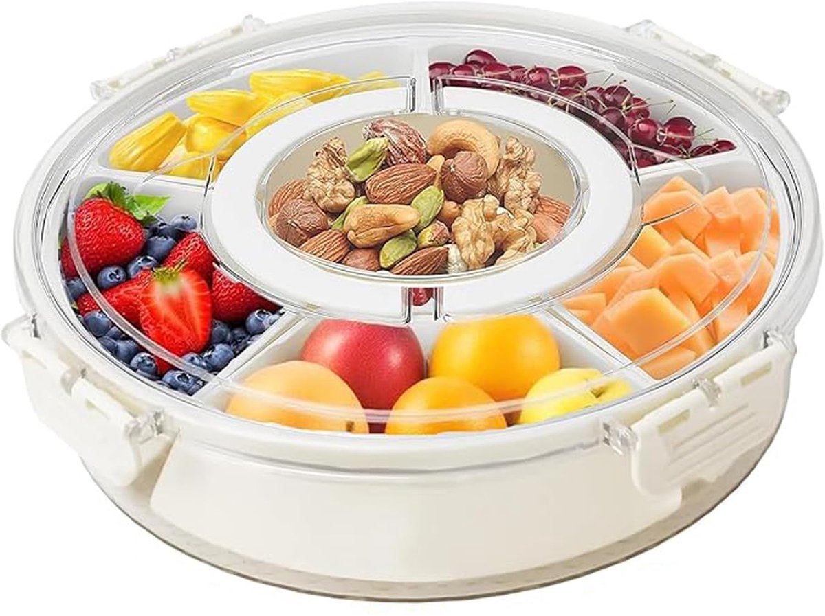 Unyqoos® Ronde Snackbox met Vakken en Deksel voor Verscheidenheid aan Snacks