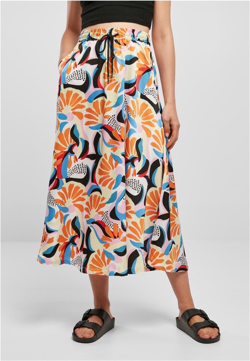 Urban Classics AOP Satin Midi magicmangoabstract Lange rok 4XL Multicolours Multicolor