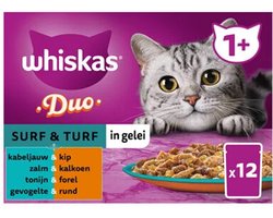 Whiskas 1+ Natvoer - Duo - Surf & Turf in Gelei - 24 x 85 gram