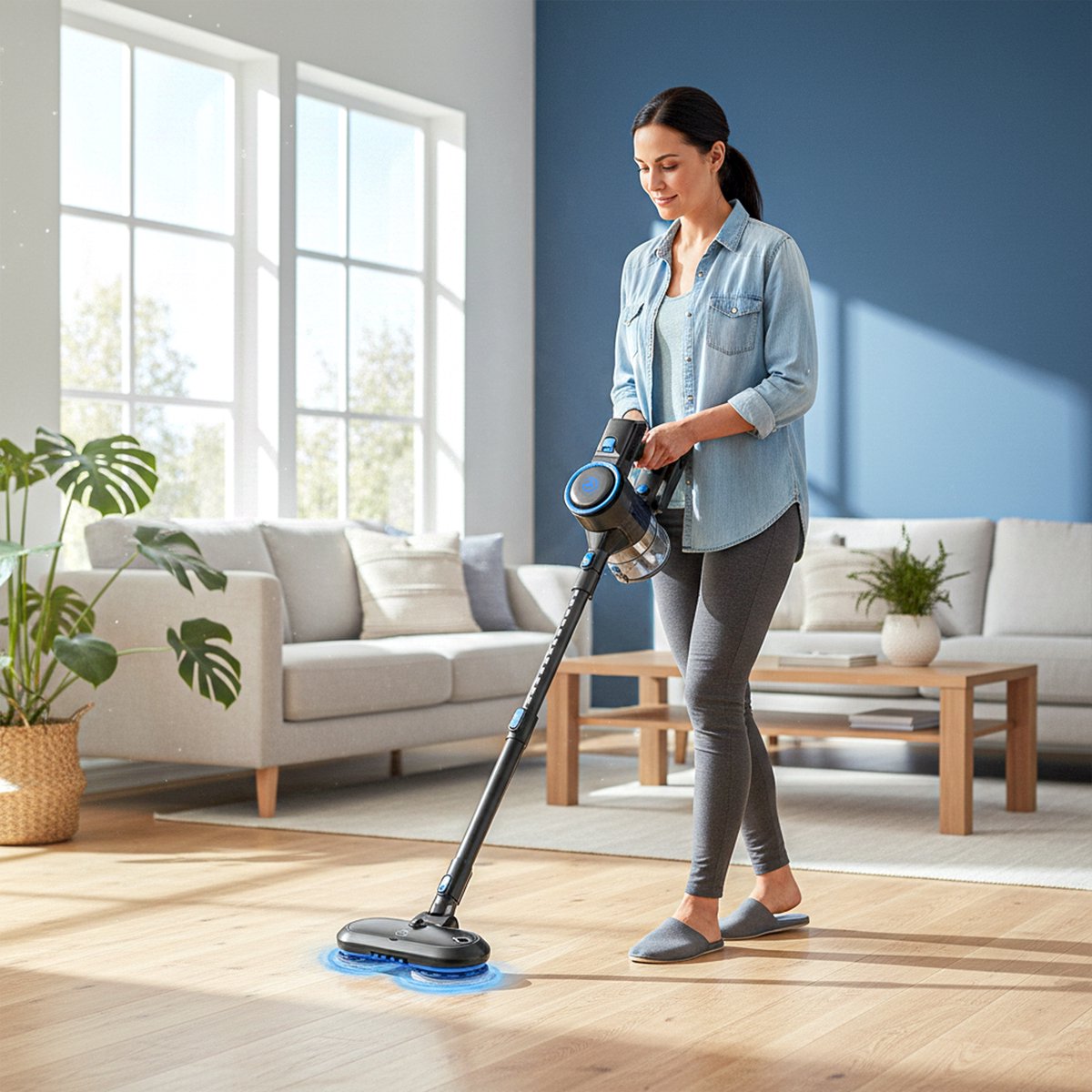 AG4100+ Steelstofzuiger Draadloos – Met Dweilfunctie 2 in 1 – Midnight Blue – Krachtige Stofzuiger Zonder Zak – Geschikt voor Dierenharen – Compact & Lichtgewicht Kruimeldief – foto 7