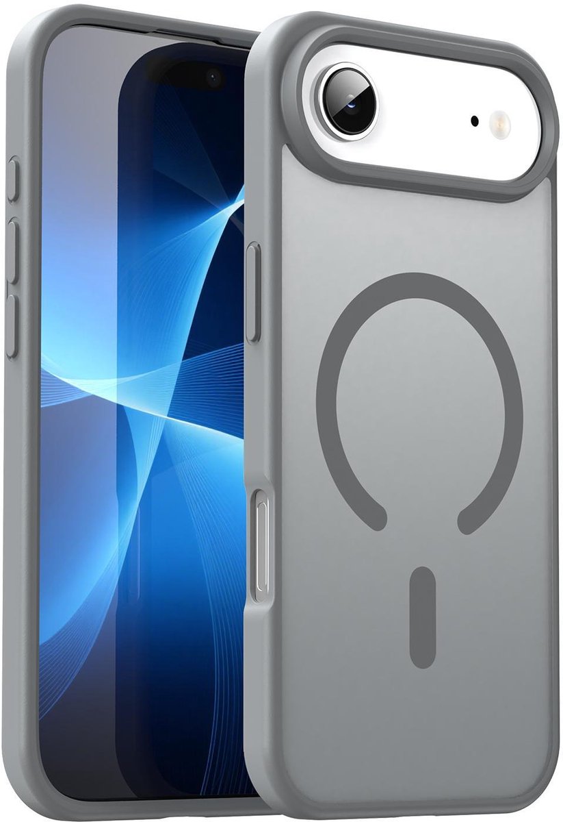 Mobigear Hoesje geschikt voor Apple iPhone Air MagSafe Telefoonhoesje Hardcase | Mobigear Shockproof Backcover | Geschikt voor MagSafe | Geschikt voor Draadloos Opladen met Magnetische Ring | Geschikt voor MagSafe Case - Grijs