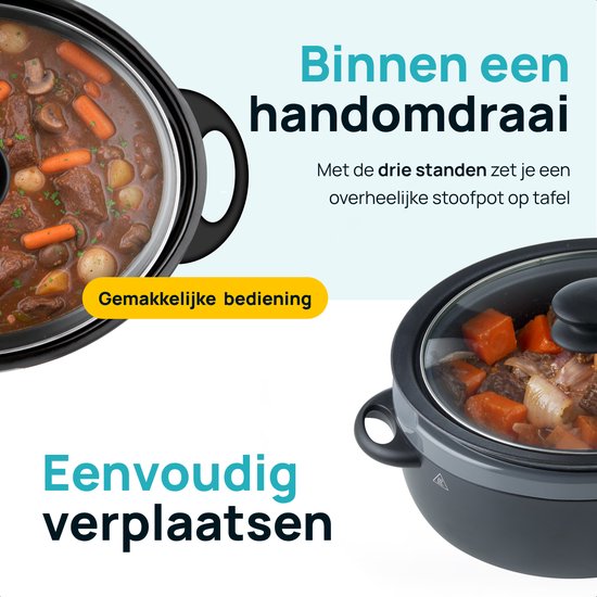 Brabantia Slowcooker, XXL, 6,5 Liter, 320 Watt, Edelstahl, für