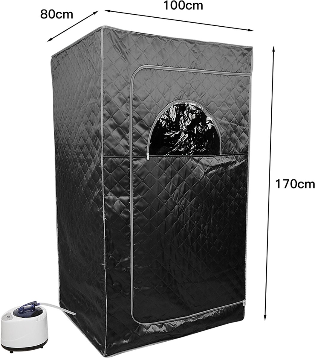 PIPIPOXER-Draagbare stoomsauna 1000W 220V persoonlijke thuisspa met stoomcabine 100*80*170cm, zwart thumbnail 2