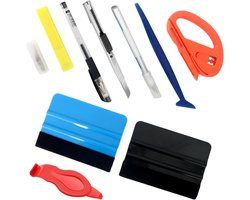 Allecta - Rakelset voor folie, autoset in diverse kleuren, incl. viltrakel, kalpel en precisie mes. Geschikt voor carwrapping en handwerk.