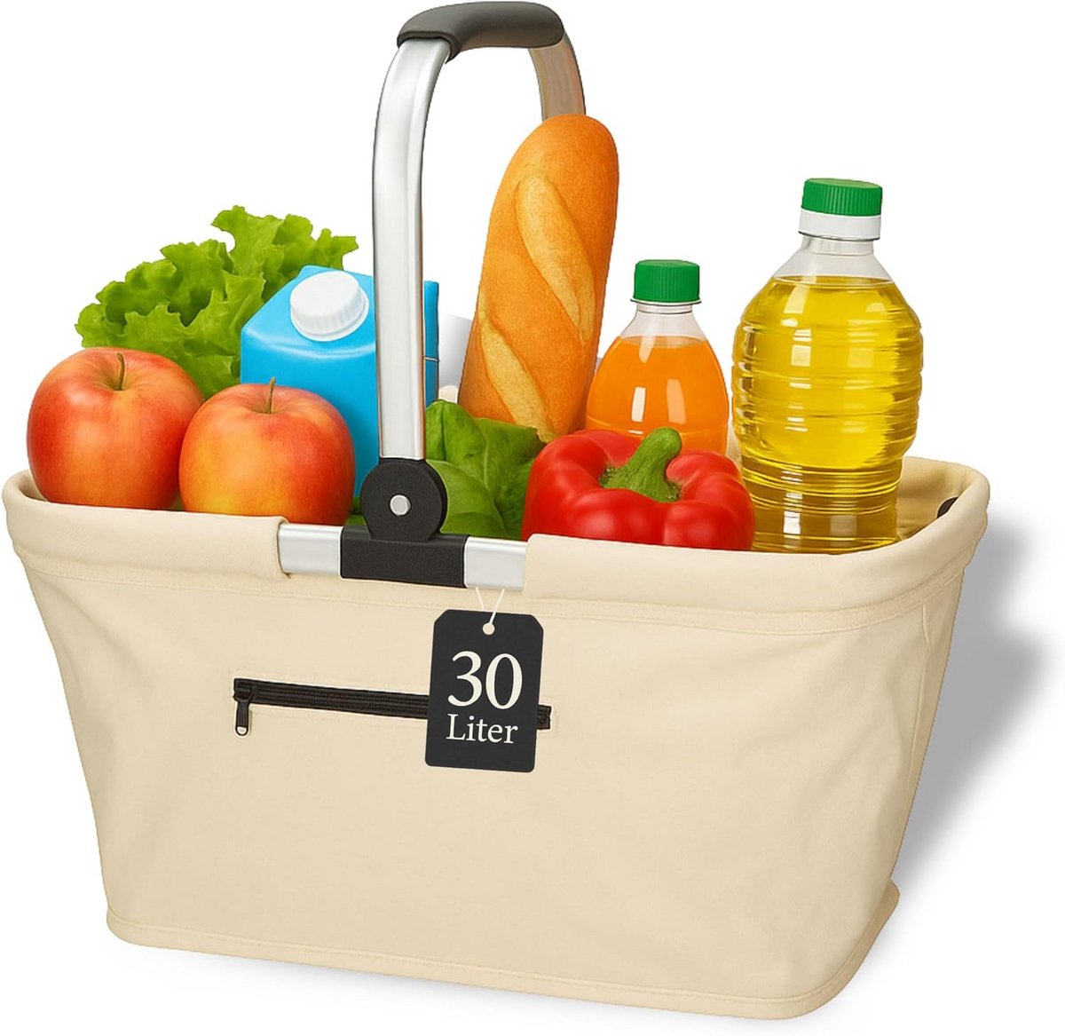 Opvouwbare boodschappenmand met stevig frame en comfortabel handvat