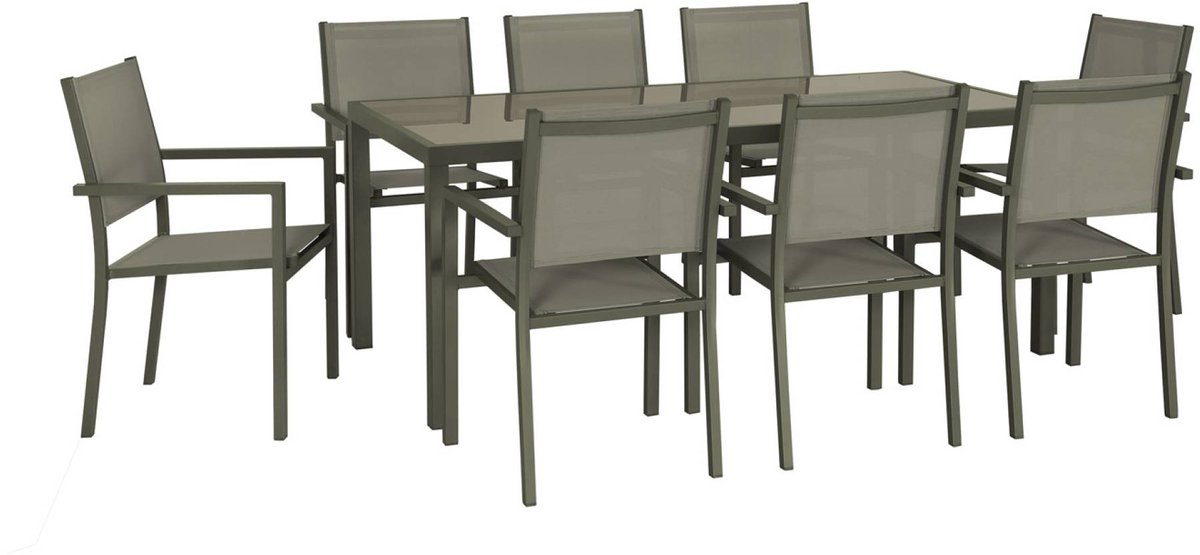 sweeek - Tuintafel en 8 stoelen aluminium 180cm - capua
