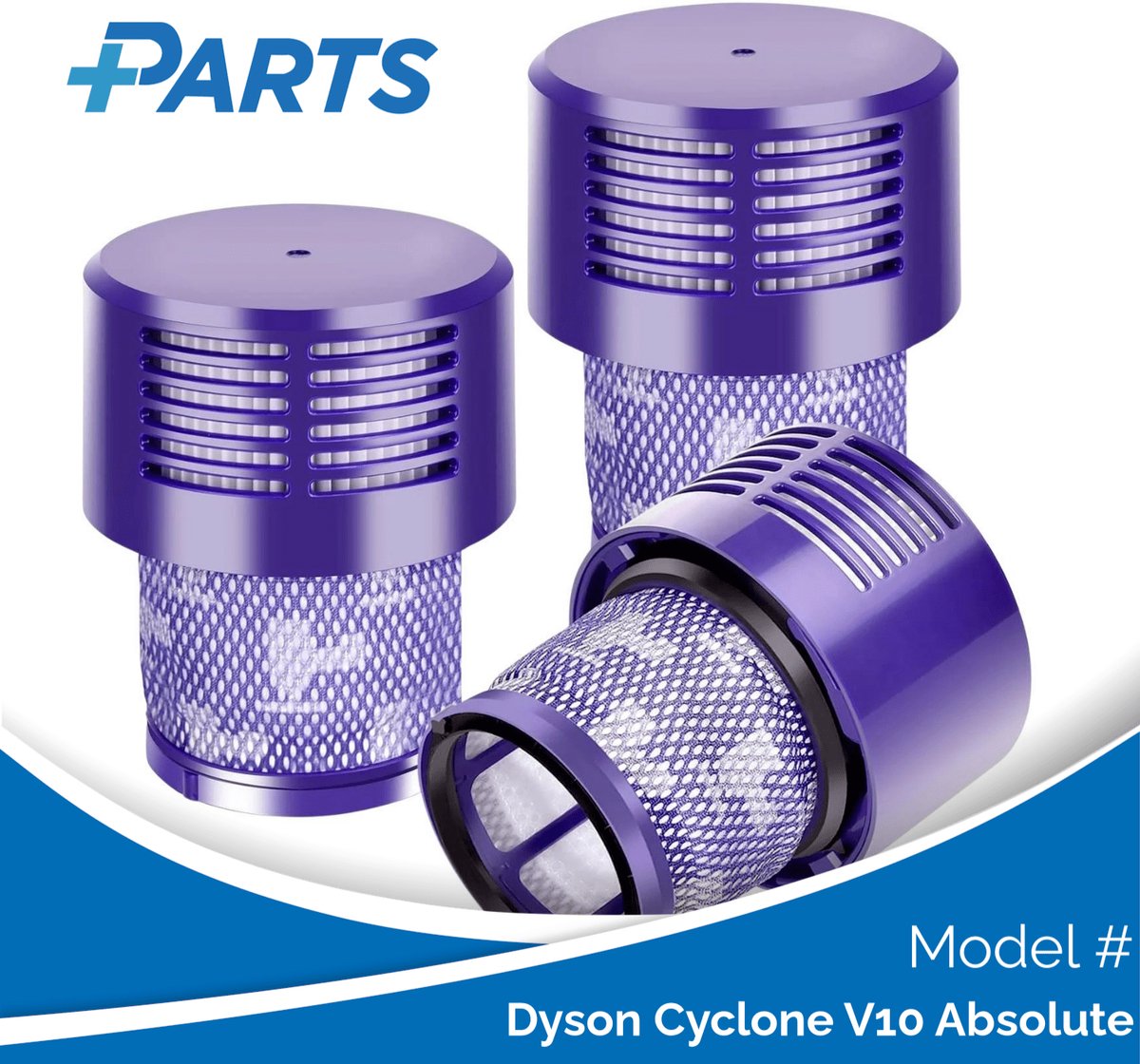 Dyson Cyclone V10 Absolute Filters (3 Stuks, Plus.Parts® alternatief voor 969082-01)