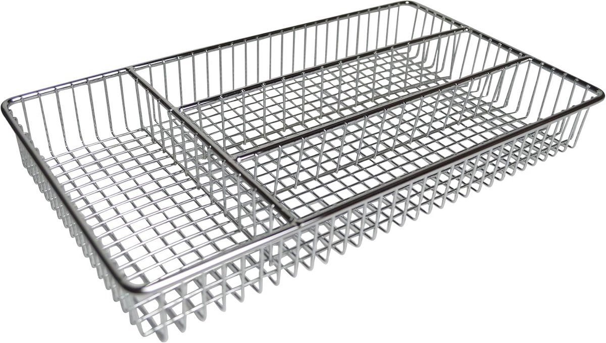 Deluxe roestvrij staal chroom besteklade - 32cm x 18.5cm x 4cm