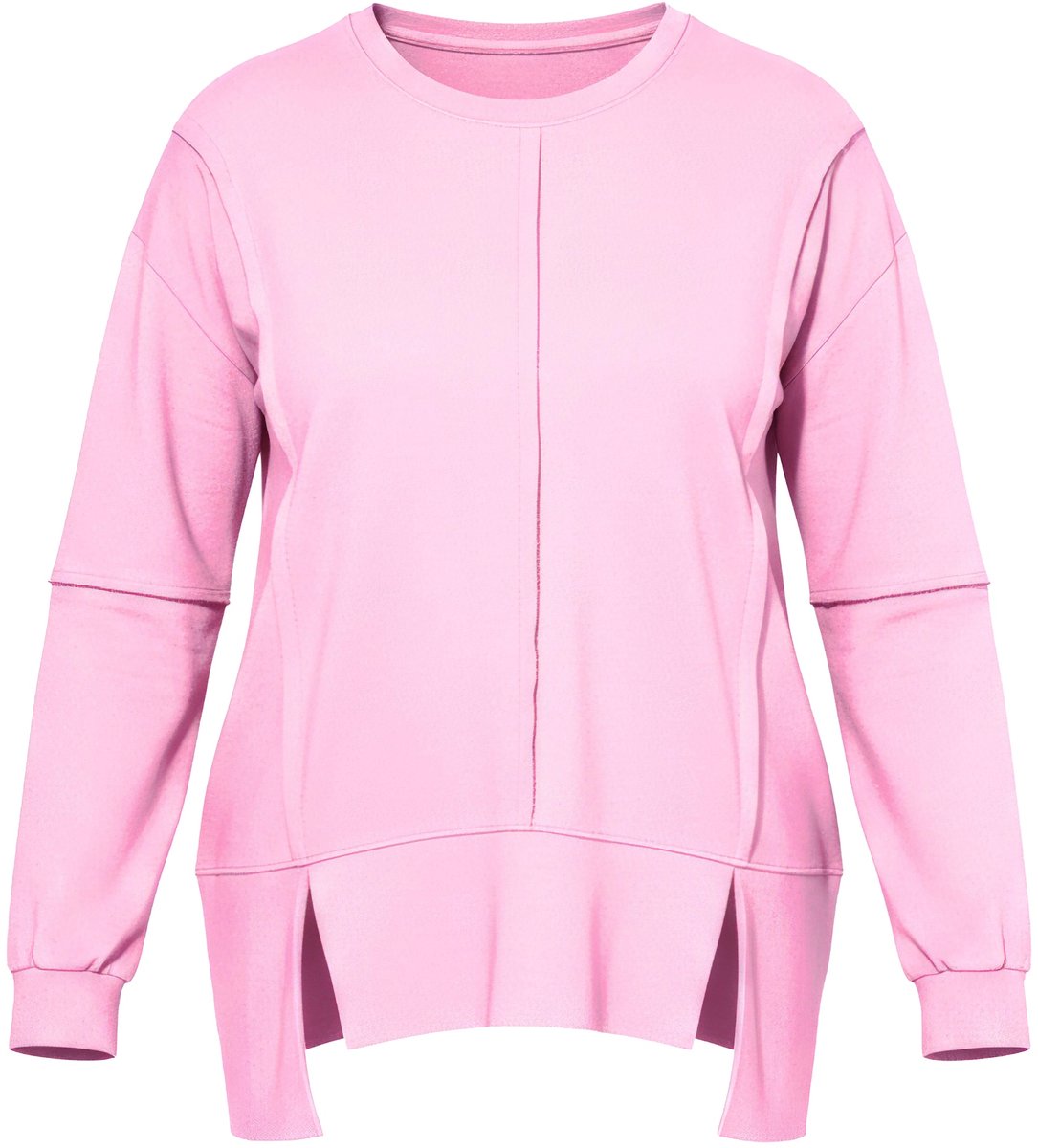 Angel of Style - Dames - Sweatshirt loose fit siernaden zoom met uitsnijding - Roze - Maat 46
