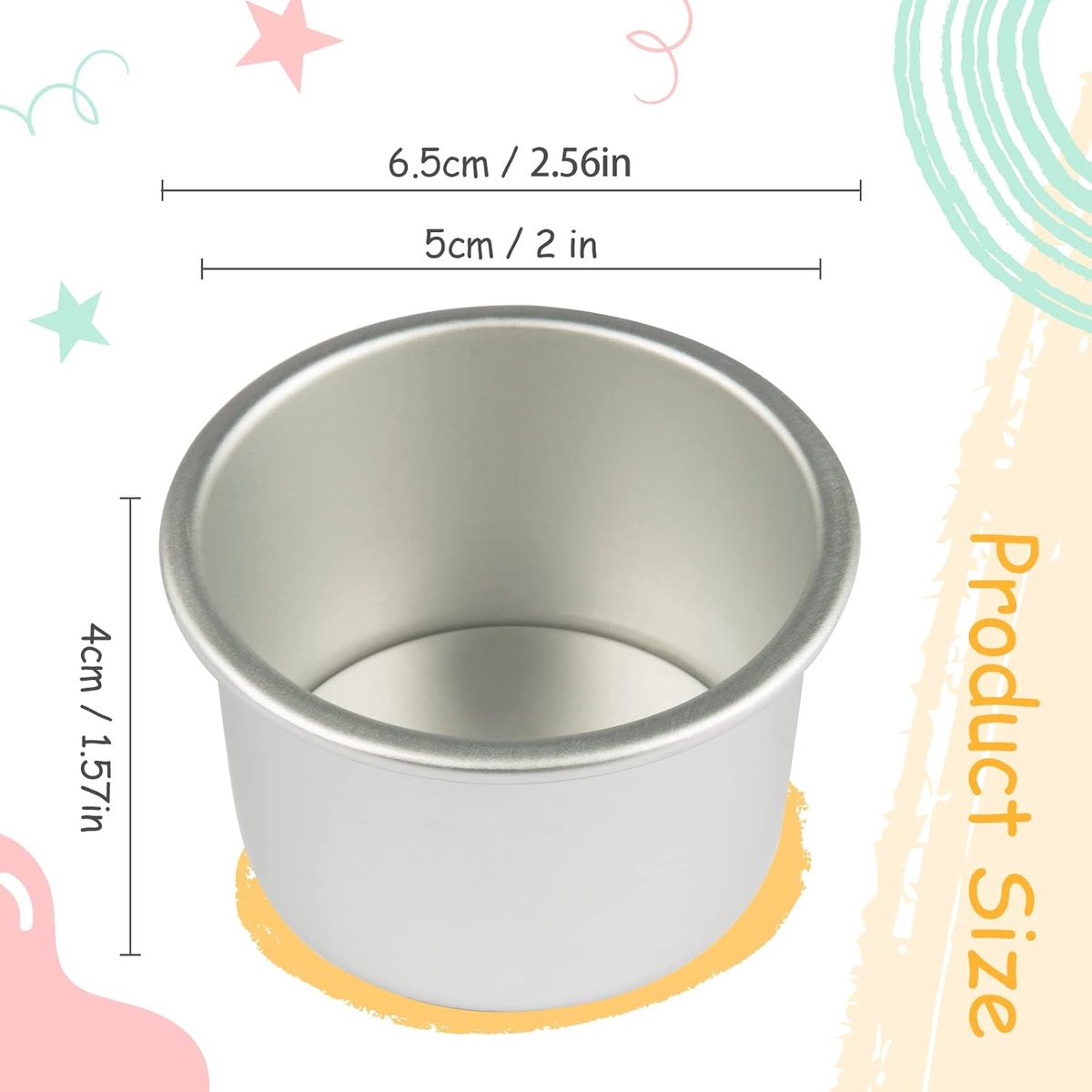 Bakvorm - 5 stuks - Taartvorm - Aluminiumlegering - Patisse Timbaalvorm - Bak Vorm Voor Cake & Taarten - Met Anti-Aanbak Laag & Losse Bodem - 6.5*5*4cm - Zilver – foto 3