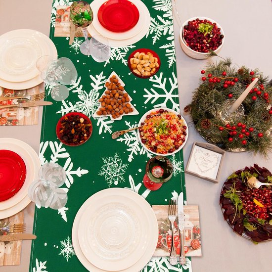 Tafelloper Kerstmis modern linnen tafelloper winterse keuken