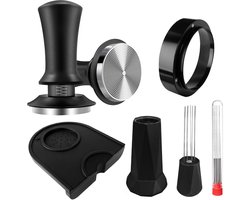 Unyqoos® Complete espressoset met koffiestamper en accessoires voor thuisbarista's, 51mm Koffiestamper, Zwart, Siliconen