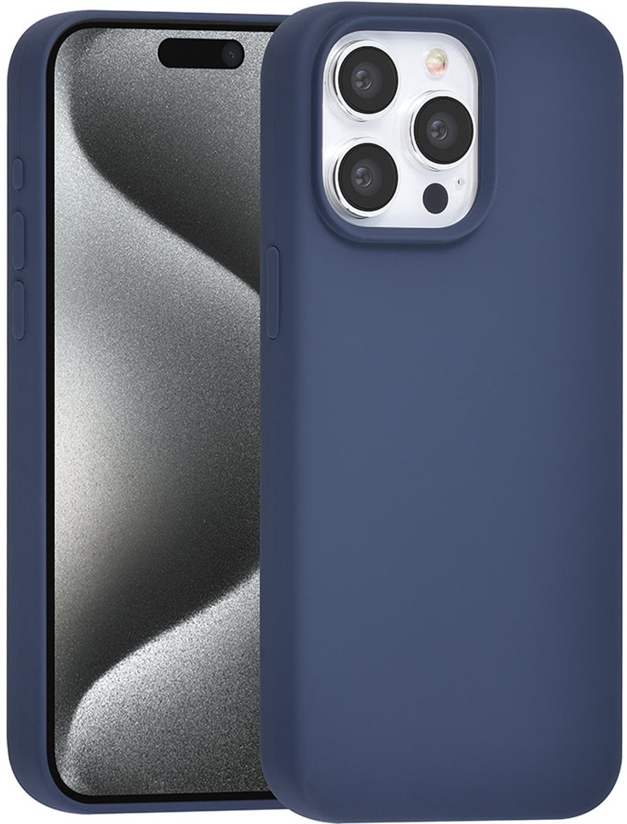 TUNIQ telefoonhoesje voor Apple iPhone 15 Pro Max - Siliconen backcover - Donkerblauw
