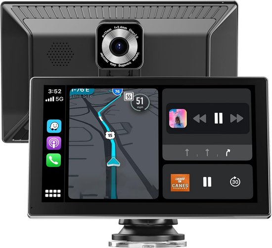Écran Moto CarPlay/Android Auto Sans Fil 5" - Étanche IP68, Bluetooth, GPS, Support Réglable
