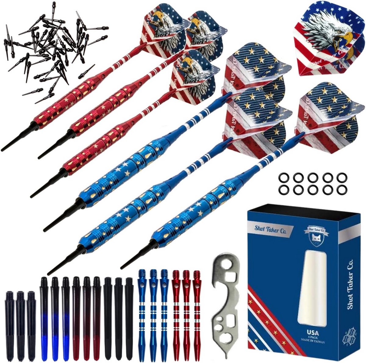 Professionele Soft Tip Dartpijlen Set voor Elektronisch Dartbord - Compleet met Assortiment Vaten, Schachten en Flights