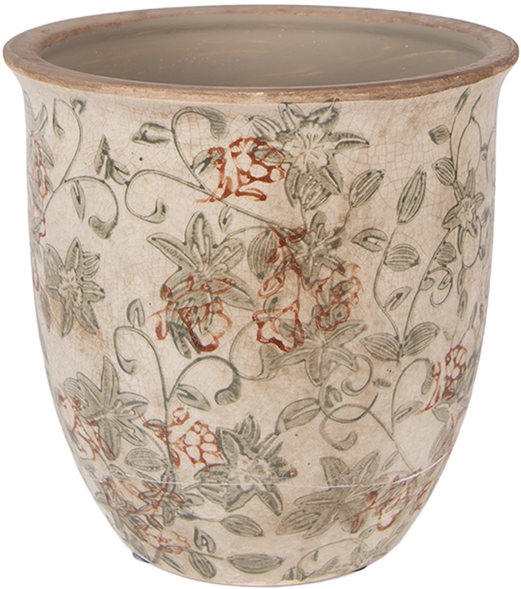 Clayre & Eef Bloempot Ø 17x17 cm Beige Keramiek