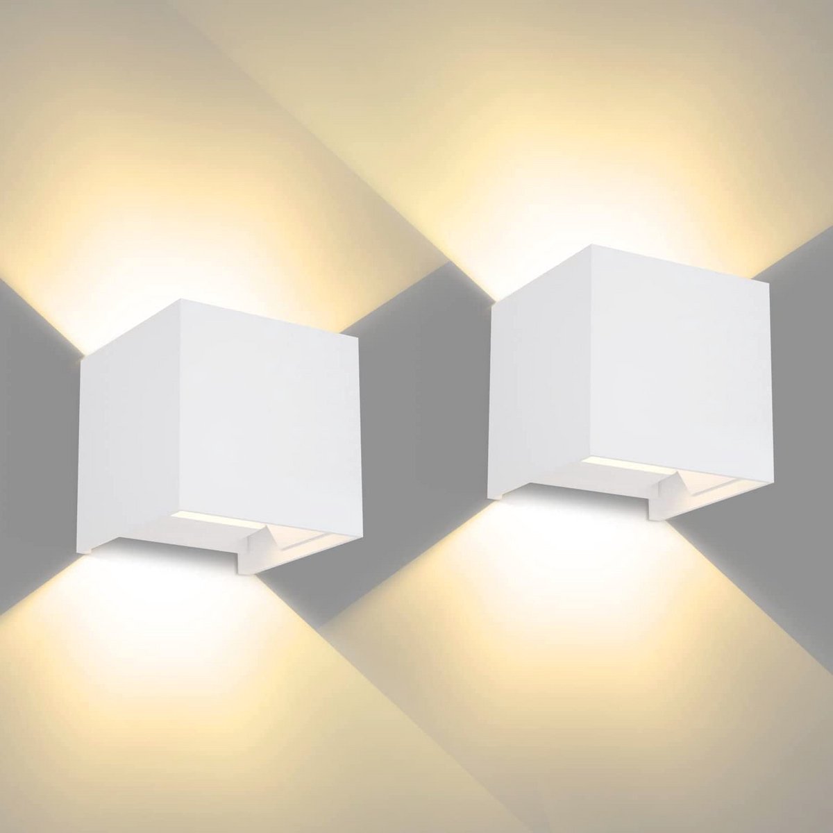 LED Wandlamp 12W Warmwit - Set van 4 - Waterdichte Wandverlichting voor Binnen en Buiten