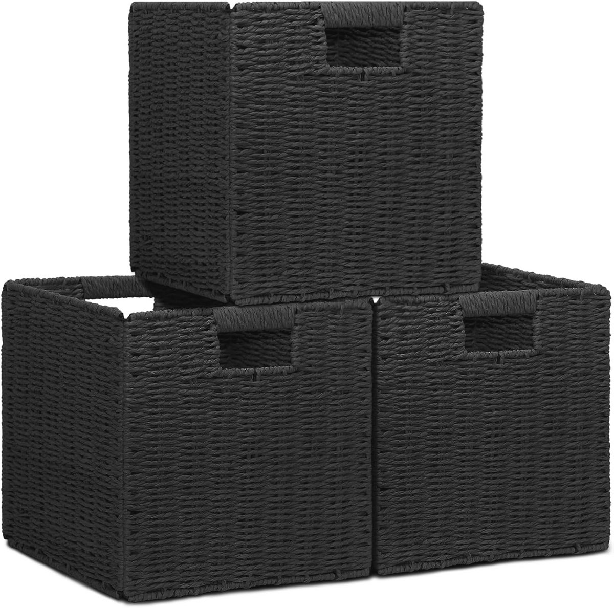 Rieten opbergmanden set van 3 - Opvouwbare rotan organizers voor diverse ruimtes