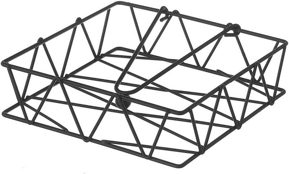 Geometric Black Metal Napkin Holder - 18 x 18 x 5 cm