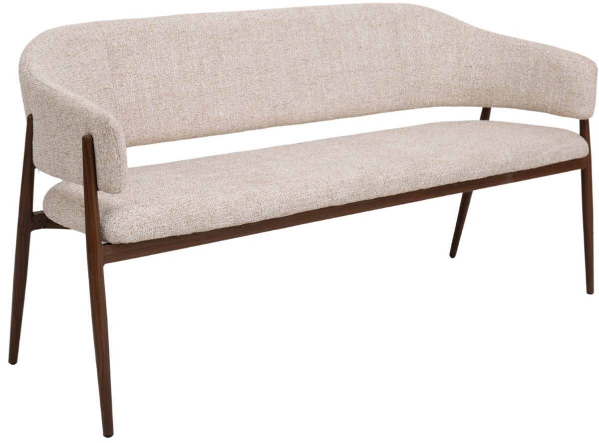 DÉJA Living Eetkamerbank Dénia - Beige/Walnoot - 180cm