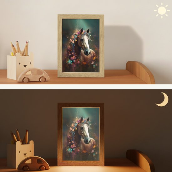 Nachtlampje 15x20 cm - Kinder lamp - Dieren - Paard - Natuur - Vlinder - Bloemen - Tafellamp kinderkamer - Slaapkamer lamp - Bedlamp kinderen - Kinderlampje stopcontact - Wandlamp babykamer - Nachtlampjes van Merkloos — afbeelding 4
