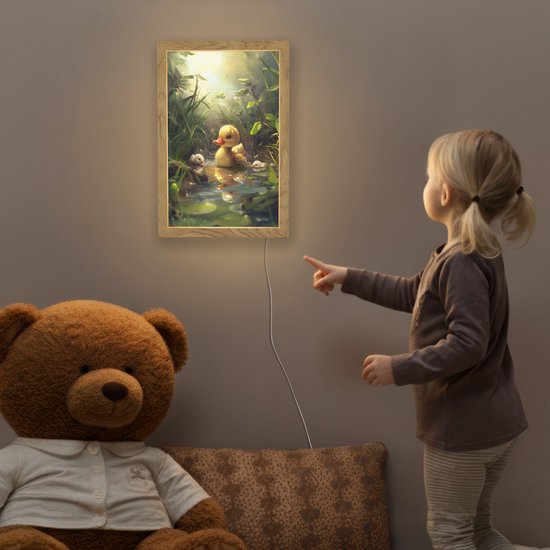 Nachtlampje 20x30 cm - Kinder lampje - Eendjes - Dieren - Natuur - Tafellamp kinderkamer - Slaapkamer lamp - Bedlamp kinderen - Kinderlampje stopcontact - Wandlamp babykamer - Nachtlampjes van Merkloos — afbeelding 5