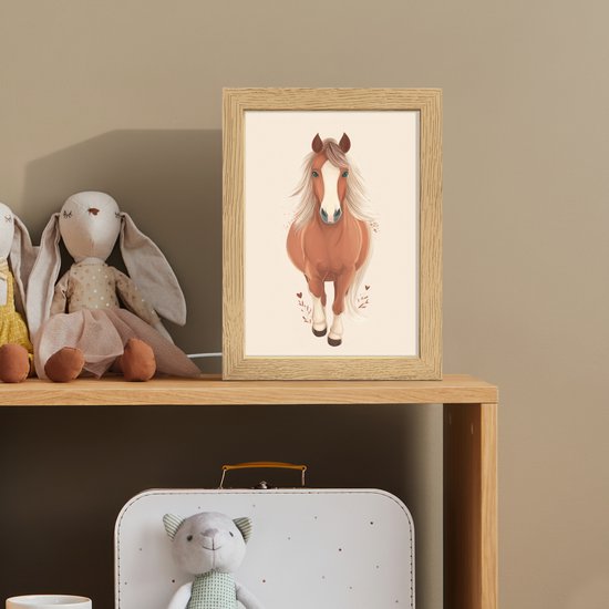 Nachtlampje 15x20 cm - Kinder lampje - Paard - Galop - Bruin - Tafellamp kinderkamer - Slaapkamer lamp - Bedlamp kinderen - Kinderlampje stopcontact - Wandlamp babykamer - Nachtlampjes van OnlyWow — afbeelding 3