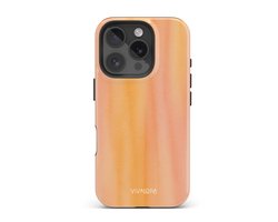 VivaLora Tough Telefoonhoesje iPhone 16 Pro met MagSafe - Sunset Glow Print - 2-in-1 Phone Case - Hard Case & Siliconen Back - Extra Bescherming - Shockproof - Ombre Effect - Roze/Oranje
