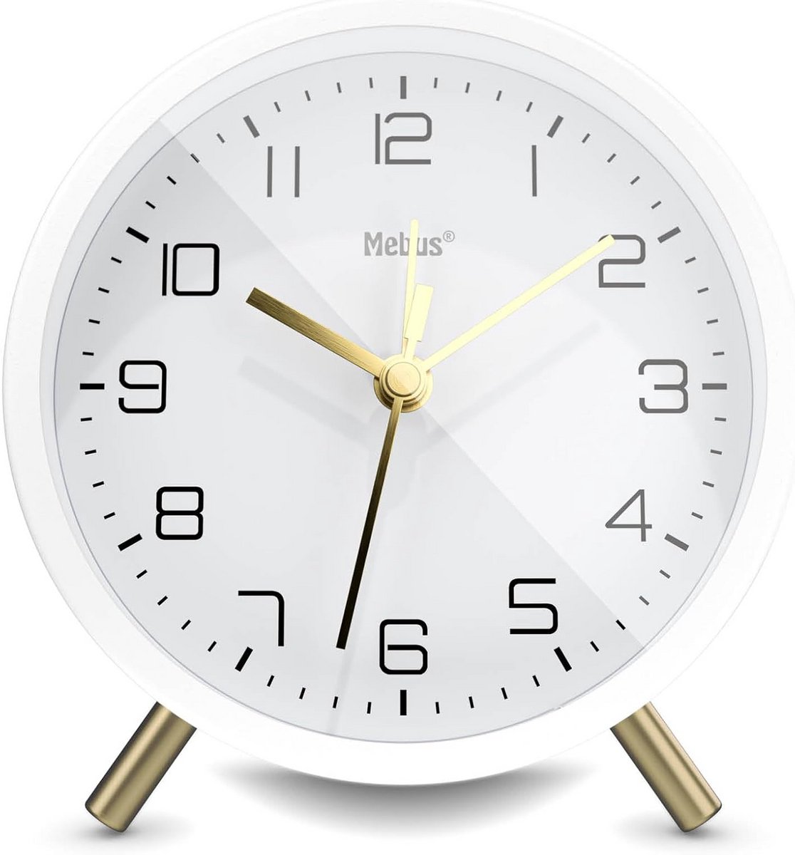 Geruisloze wekker met modern design, snooze-functie en verlichte wijzerplaat