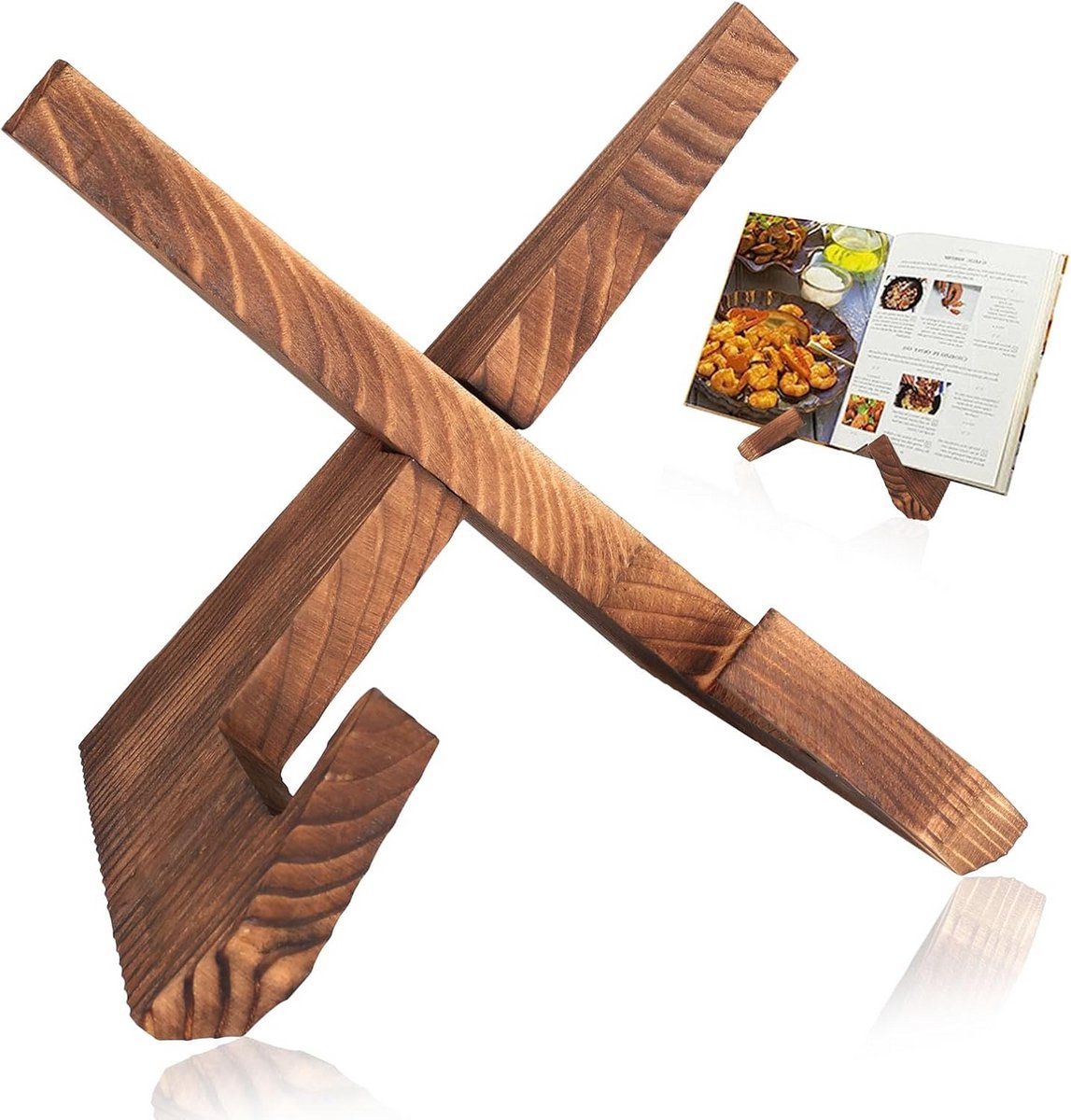 Houten Kookboekstandaard Rustiek voor Keuken en Lezen