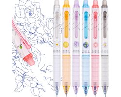 Allecta - Uitwisbare Gelpennen 0,5 mm Tip - Set van 6 - Rollerball met Gum - Voor Schrijven en Tekenen - Ideaal voor Studenten en Volwassenen
