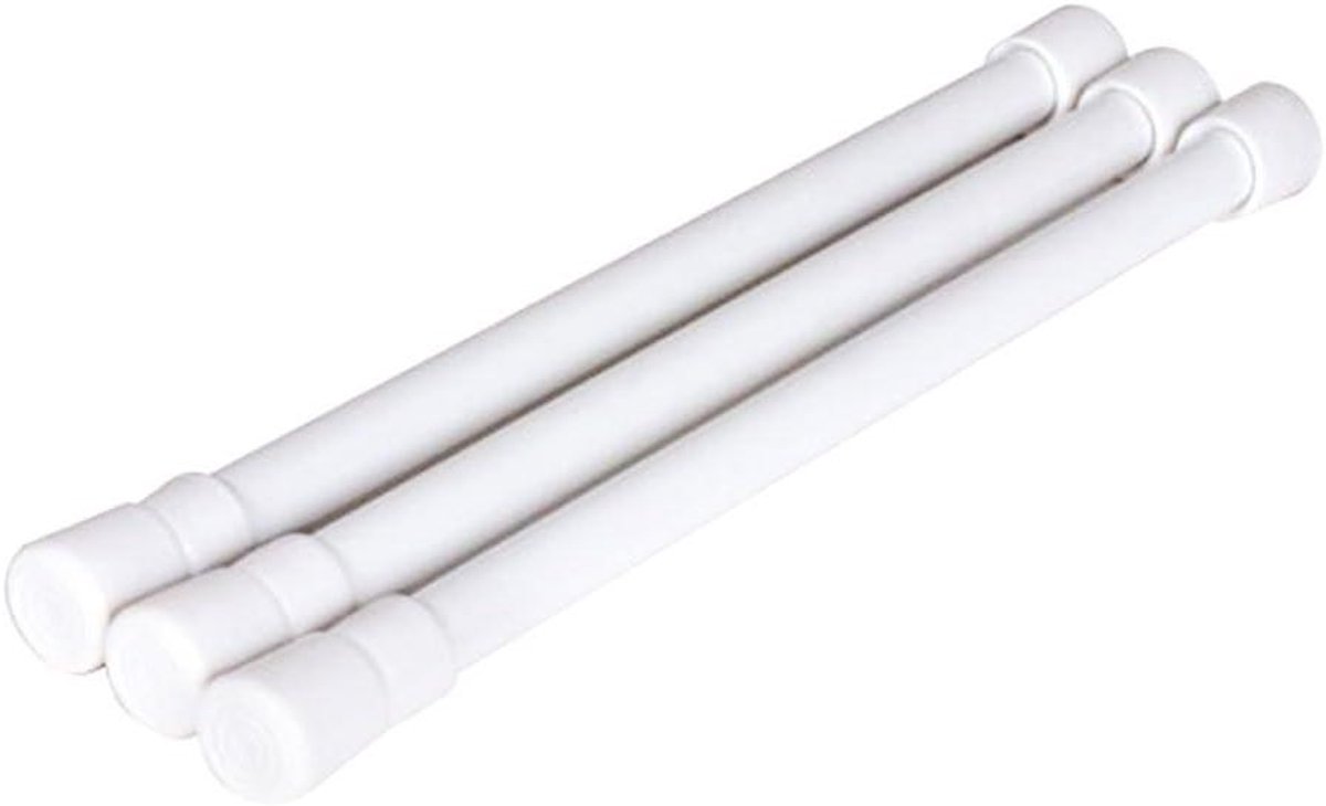Allecta - Set van 3 Uitschuifbare Telescopische Paal met SPANG Rail Bars - Wit, Breedte 11.8 inch