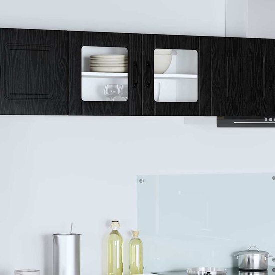 vidaXL - Keukenkast - aan - de - muur - Zwart - 80 - x - 31 - x - 100